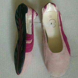 Girls OP Ocean Pacific leather pink slip-on shoes